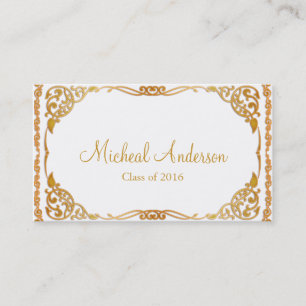 Elegant Silver Afstuderen Name Card Contactkaartje