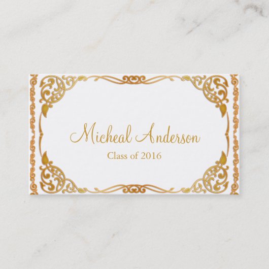 Elegant Silver Afstuderen Name Card Contactkaartje (Voorkant)