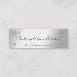 Elegant Silver Afstuderen Name Kaart Insert Contactkaartje