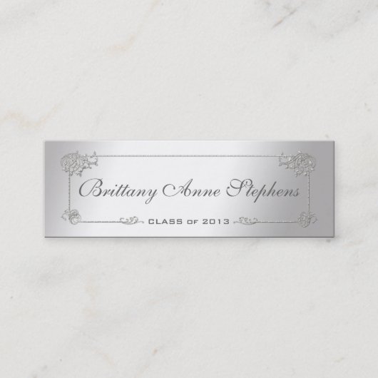 Elegant Silver Afstuderen Name Kaart Insert Contactkaartje (Voorkant)
