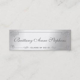 Elegant Silver Afstuderen Name Kaart Insert Contactkaartje