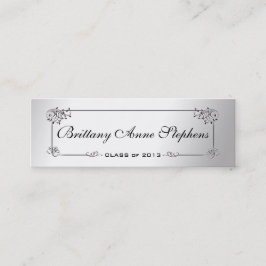 Elegant Silver Afstuderen Name Kaart Insert Contactkaartje