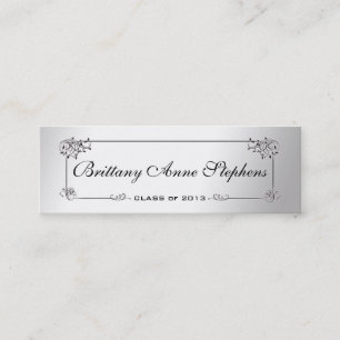 Elegant Silver Afstuderen Name Kaart Insert Contactkaartje