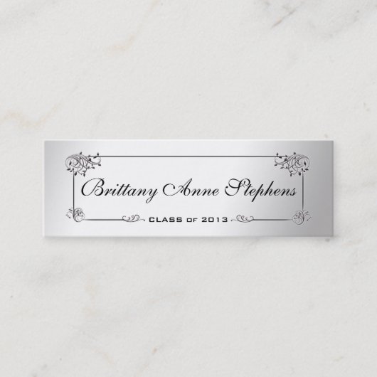 Elegant Silver Afstuderen Name Kaart Insert Contactkaartje (Voorkant)