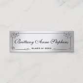 Elegant Silver Afstuderen Name Kaart Insert Contactkaartje (Voorkant)