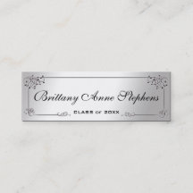Elegant Silver Afstuderen Name Kaart Insert
