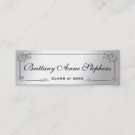 Elegant Silver Afstuderen Name Kaart Insert Contactkaartje