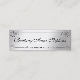 Elegant Silver Afstuderen Name Kaart Insert Contactkaartje