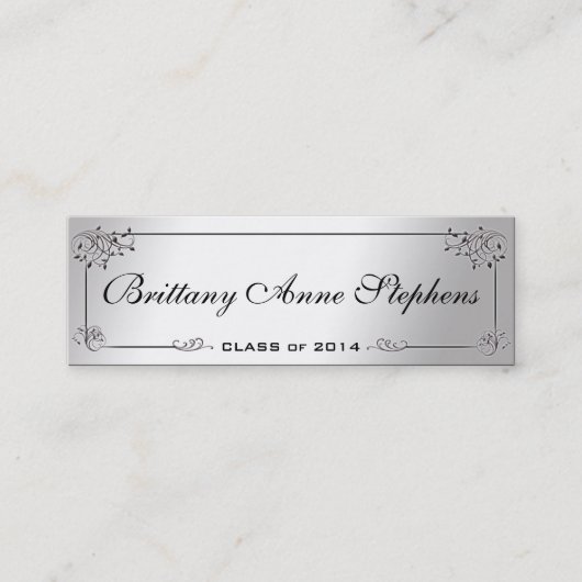 Elegant Silver Afstuderen Name Kaart Insert Contactkaartje (Voorkant)