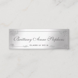 Elegant Silver Afstuderen Name Kaart Insert Contactkaartje