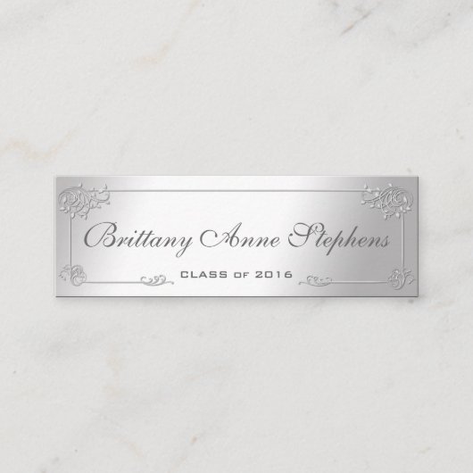 Elegant Silver Afstuderen Name Kaart Insert Contactkaartje (Voorkant)
