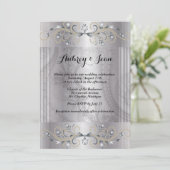 Elegant Silver and Black bruiloft-uitnodiging Kaart (Staand voorkant)