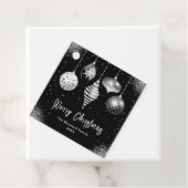 Elegant Silver and Black Ornament Christmas Bedankjes Labels (In situ)