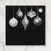 Elegant Silver and Black Ornament Christmas Bedankjes Labels (Achterkant)
