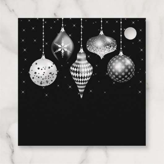Elegant Silver and Black Ornament Christmas Bedankjes Labels (Achterkant)