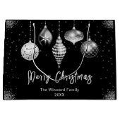 Elegant Silver and Black Ornament Christmas Groot Cadeauzakje (Voorkant)