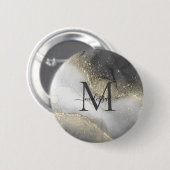 Elegant Silver and Gold Name Ronde Button 5,7 Cm (Voorkant /achterkant)