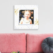 Elegant Silver and Gold Snowflakes Holiday Photo Canvas Afdruk (Insitu (Woonkamer))