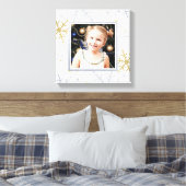 Elegant Silver and Gold Snowflakes Holiday Photo Canvas Afdruk (Insitu (Slaapkamer))