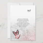Elegant Silver and Pink Butterfly Wedding Kaart (Achterkant)