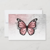 Elegant Silver and Pink Butterfly Wedding RSVP Kaartje (Achterkant)