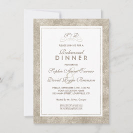 Elegant Silver and White Border REHEARSAL DINNER Kaart