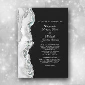 Elegant Silver Aqua Agate Border Wedding Kaart