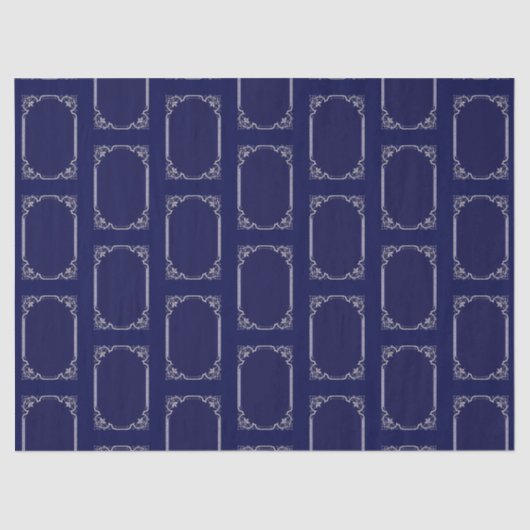 Elegant Silver Art Deco Navy Blue Pattern Tissuepapier (Voorkant)