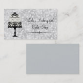 Elegant Silver Bakery Visitekaartje met Cake (Voorkant / Achterkant)