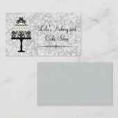 Elegant Silver Bakery Visitekaartje met Cake (Voorkant / Achterkant)