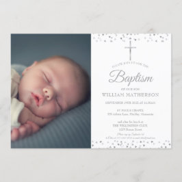 Elegant Silver Baptism, Christening Foto Kaart