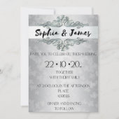 Elegant Silver Baroque Wedding Invitation – Custom Kaart (Voorkant)