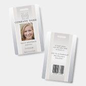 Elegant Silver Beige Employee Photo ID Badge (Voor- en achterkant)
