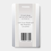 Elegant Silver Beige Employee Photo ID Badge (Achterkant)