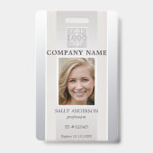 Elegant Silver Beige Employee Photo ID Badge (Voorzijde)