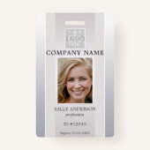 Elegant Silver Beige Employee Photo ID Badge (Voorkant)