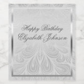 Elegant Silver Birthday Wijn Etiket (Enkel label)