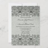Elegant Silver Black damask bruiloft Kaart (Voorkant)