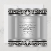Elegant Silver Black Diamond Birthday Party Kaart (Achterkant)