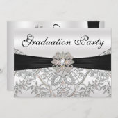 Elegant Silver Black en Roze Graduparty Kaart (Voorkant / Achterkant)