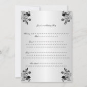 Elegant Silver Black Flowers Birthday Party Kaart (Achterkant)