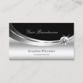 Elegant Silver Black met foto's en Sparkle Diamond Visitekaartje (Voorkant)