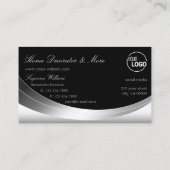 Elegant Silver Black met Logo mousserend Diamond Visitekaartje (Achterkant)