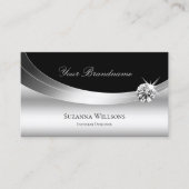 Elegant Silver Black met Logo mousserend Diamond Visitekaartje (Voorkant)