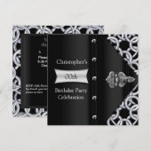 Elegant Silver Black Metal Chain Birthday Kaart (Voorkant / Achterkant)