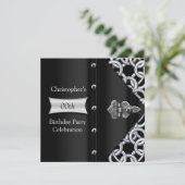 Elegant Silver Black Metal Chain Birthday Kaart (Staand voorkant)