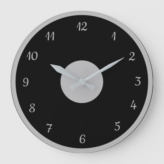 Elegant Silver Black Modern Decoratief Grote Klok (Voorkant)