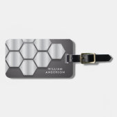 Elegant Silver & Black plate metal hexagon Bagagelabel (Voorkant horizontaal)