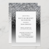 Elegant Silver Black Retirement Party Kaart (Voorkant / Achterkant)