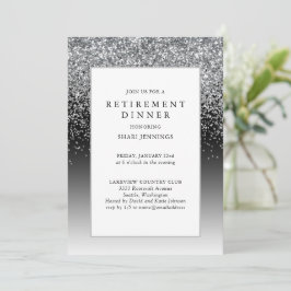 Elegant Silver Black Retirement Party Kaart